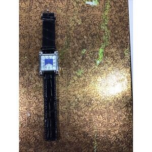 Bijoux Terner Mens Watch K-10431 Blue Dial Roman Numerals Black Leather Strap
